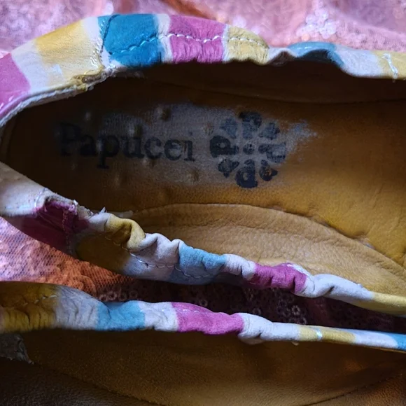 Papucei Striped Painted Slip On Flats - Picture 4 of 5